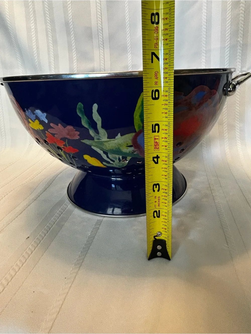 The Pioneer Woman Kitchen Ware Colander Blue Steel Multicolor Floral Leaves